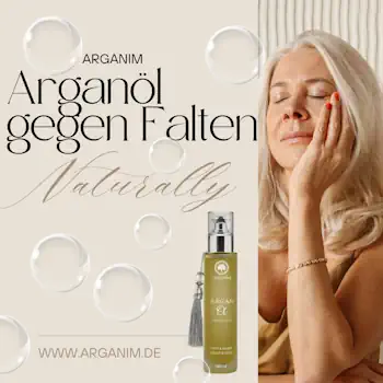 Effektivität von Arganim Arganöl im Kampf gegen Falten und seine Auswirkungen auf die Hautelastizität. sehr gut für Anti-Aging.